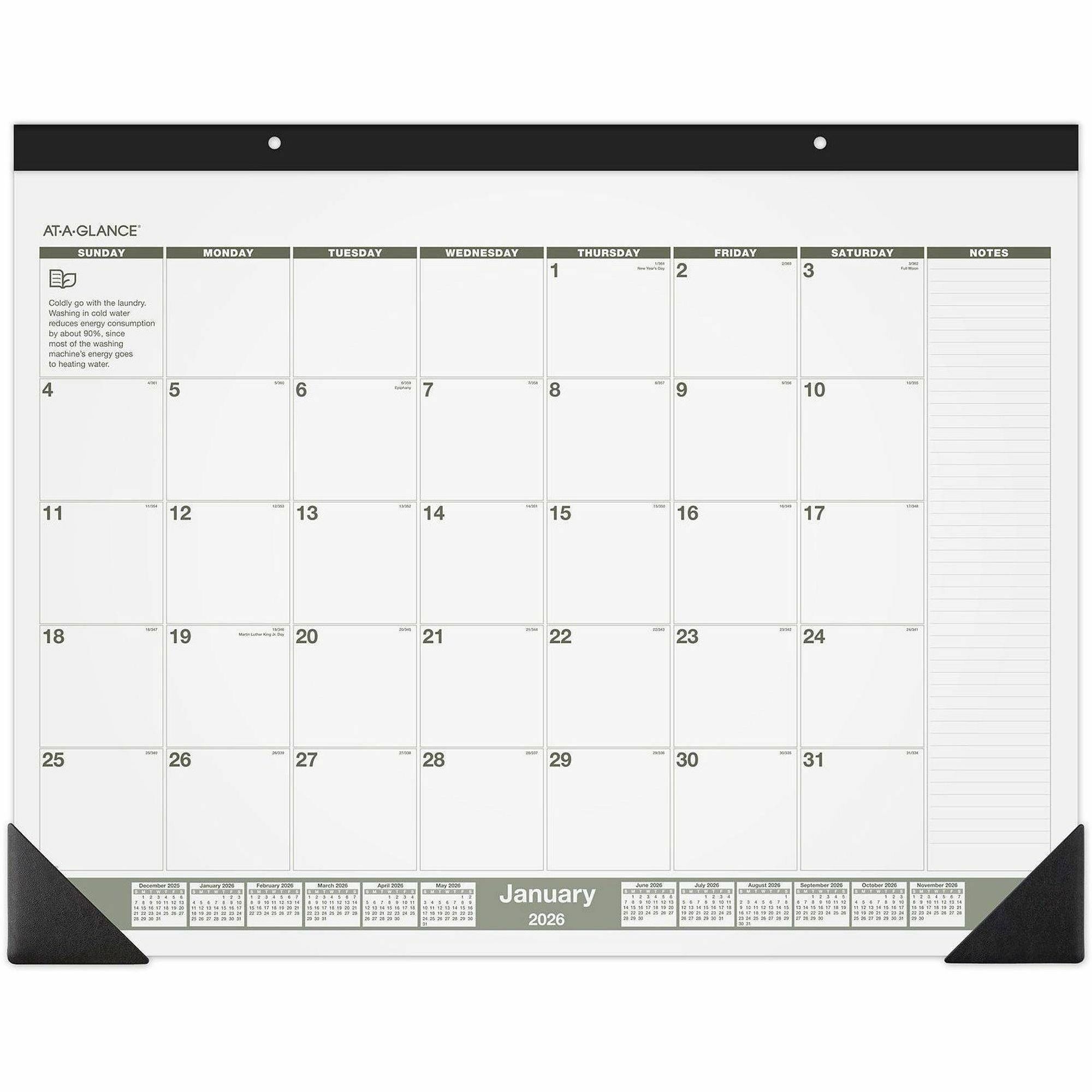 At-A-Glance Recycled Monthly Desk Pad, Standard, 22" x 17"