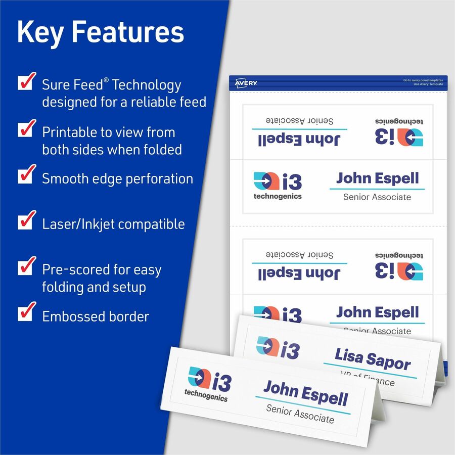 Avery® Tent Cards, 2-1/2" x 8-1/2" , Embossed Border, 100ct (5305) - Image 4