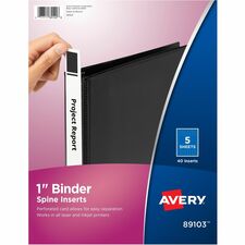 Avery® Binder Spine Inserts, 1 Inch Binders, 40 Inserts (89103)