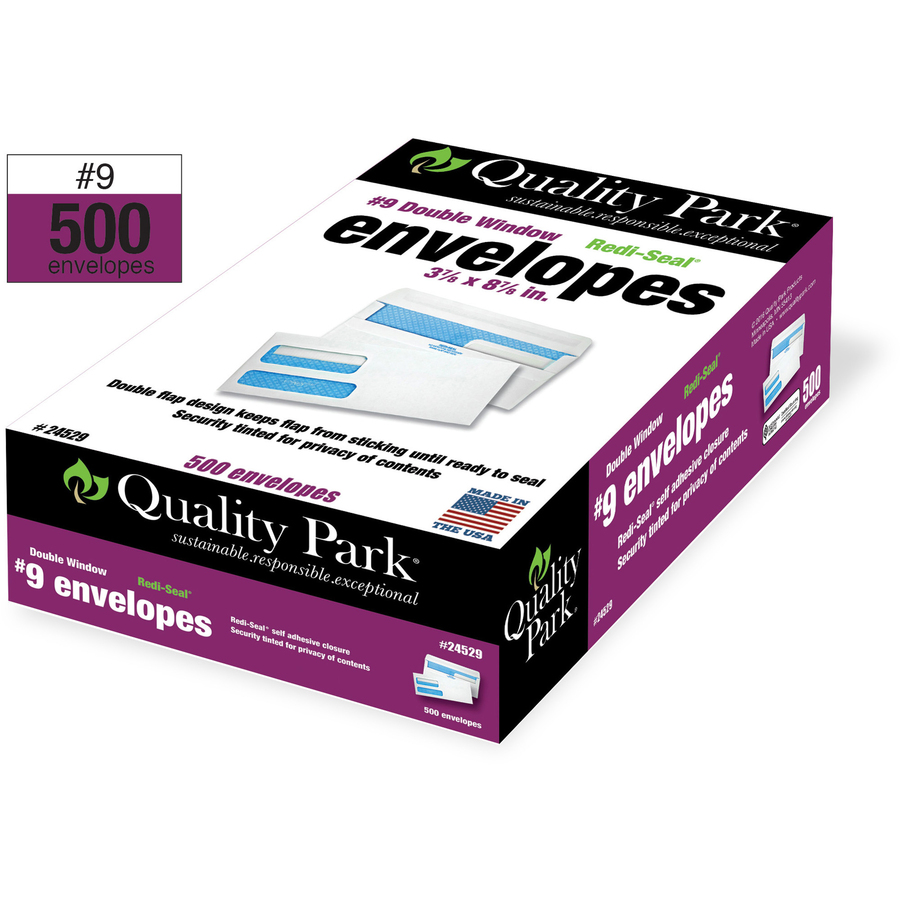 Quality Park No. 9 Double Window Security Tint Envelopes with Redi-Seal® Self-Seal - Image 5