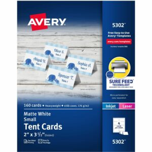 Avery® Tent Cards, 2" x 3.5" , White, 160 Place Cards (5302)
