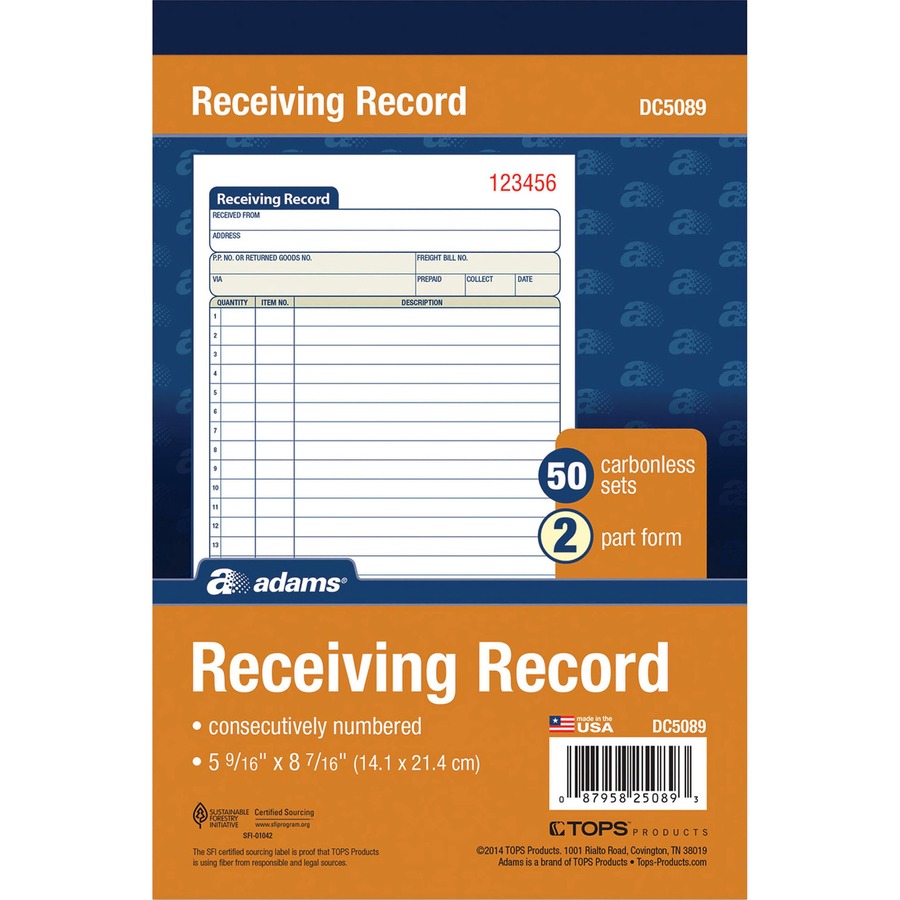 Adams Carbonless Receiving Record Book - Image 3