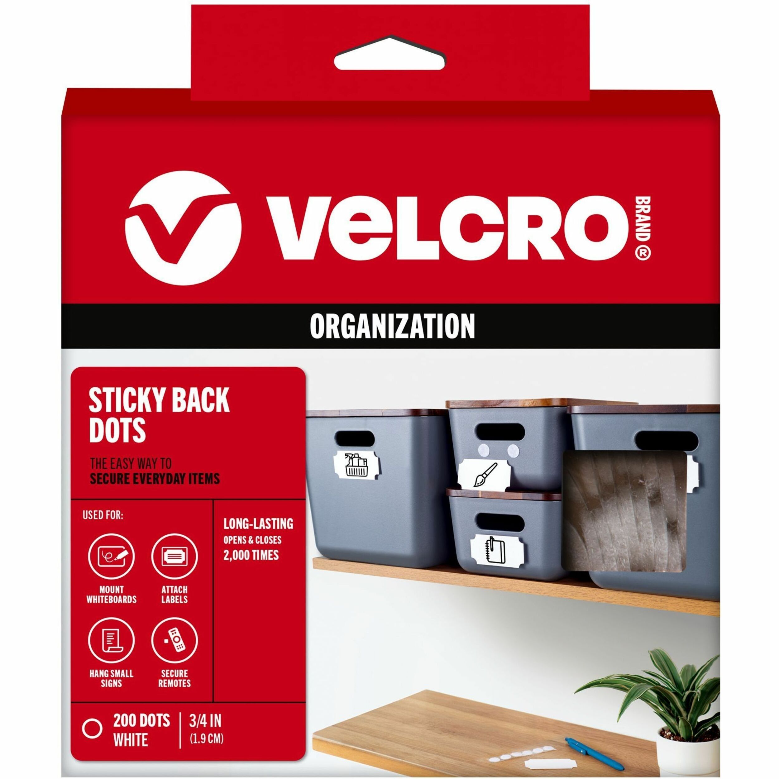 VELCRO® Sticky Back 3/4in Circles White 200 ct