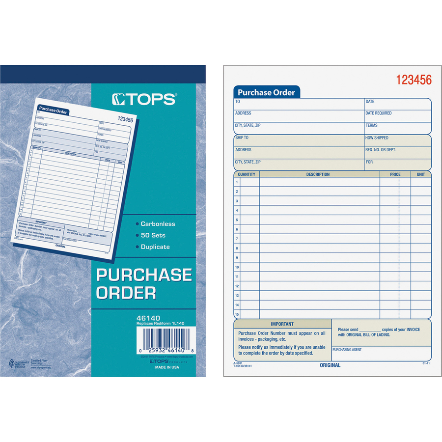 TOPS Carbonless 2-Part Purchase Order Books - Image 4